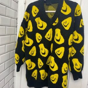 Lazy oaf oversized smile motif sweater jacquard knit